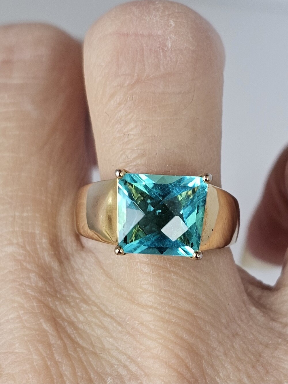 Paraiba Tourmaline Created Ring & Tennis Bracelet 14K Yellow Gold Vermeil! - Picture 5 of 10